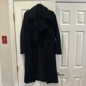All Saints Stylish Black Double-Breasted Coat